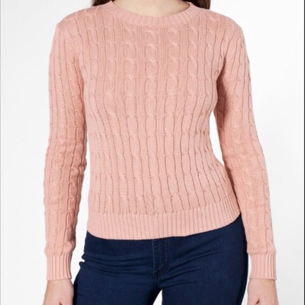 American Apparel Pink Cable Knit Sweater size M